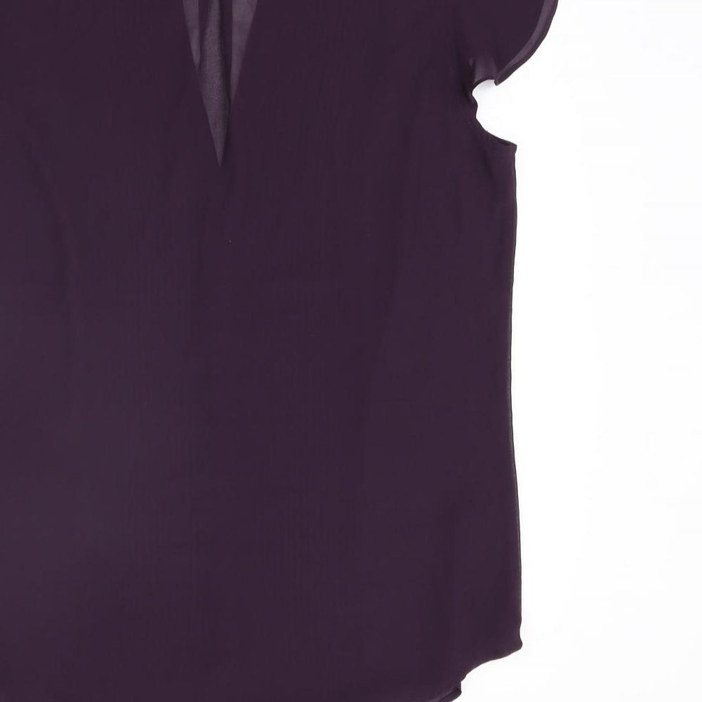H&M Womens Black Polyester Basic Blouse Size 12 V-Neck - Pleated Front