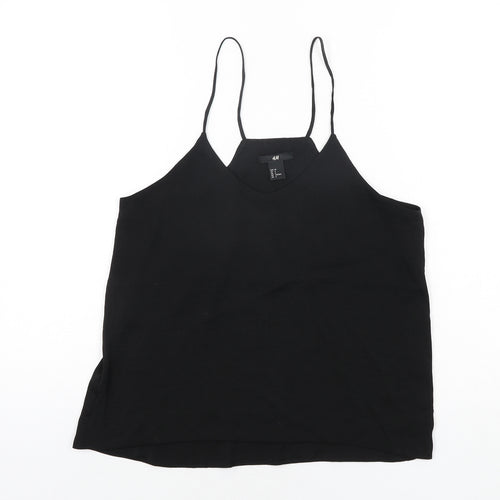 H&M Womens Black Polyester Basic Blouse Size 8 Scoop Neck
