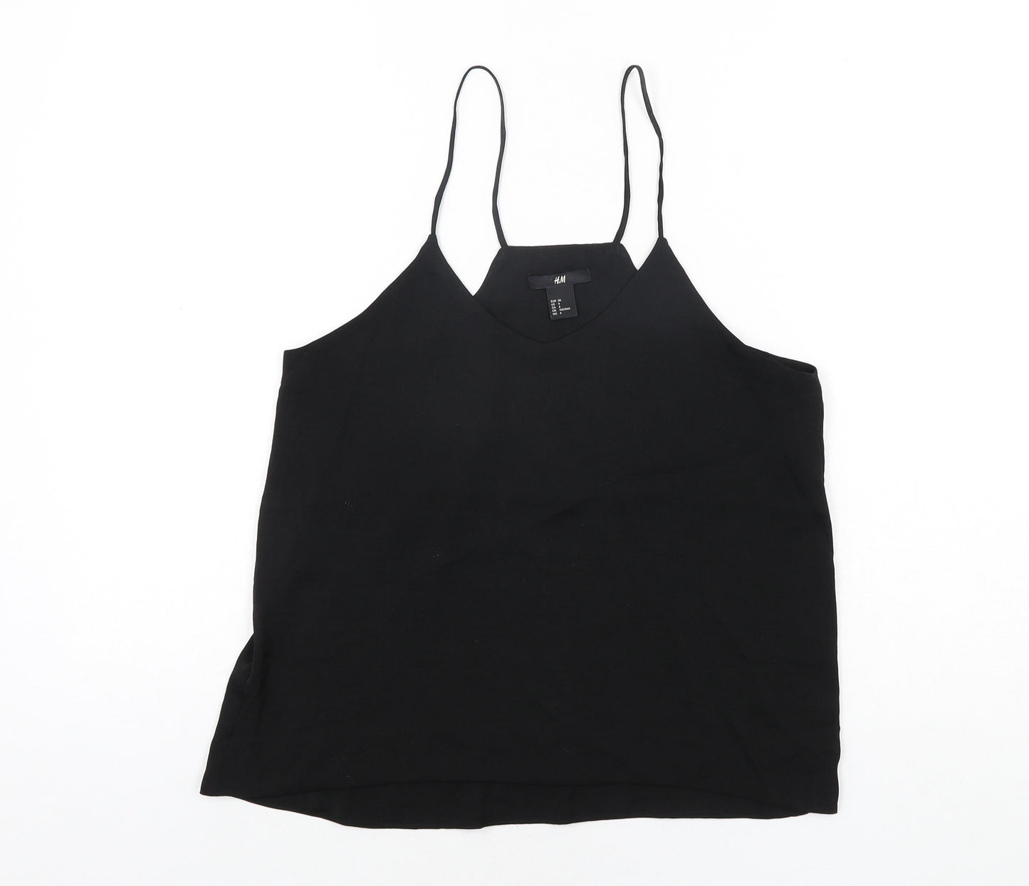 H&M Womens Black Polyester Basic Blouse Size 8 Scoop Neck