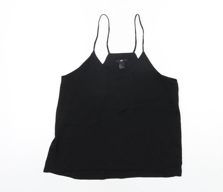 H&M Womens Black Polyester Basic Blouse Size 8 Scoop Neck