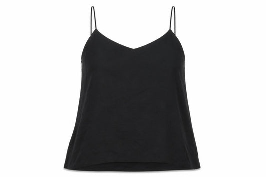 Front view of H&M women’s black polyester basic blouse, size UK 8, scoop neck
