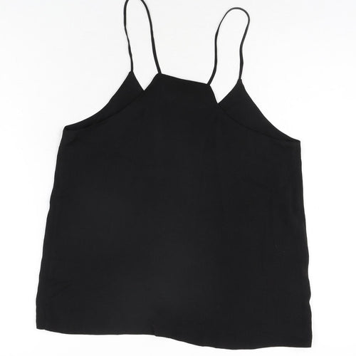 H&M Womens Black Polyester Basic Blouse Size 8 Scoop Neck