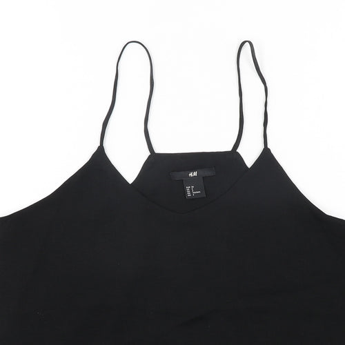 H&M Womens Black Polyester Basic Blouse Size 8 Scoop Neck