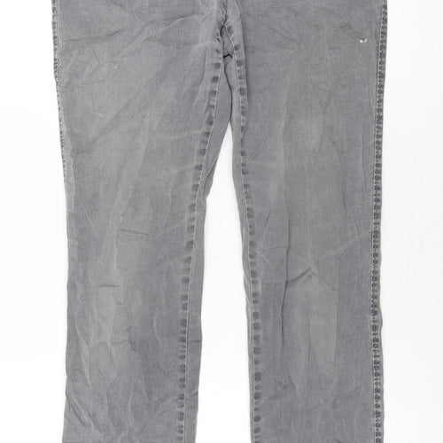 BRAX Womens Grey Cotton Straight Jeans Size 14 L30 in Regular Zip