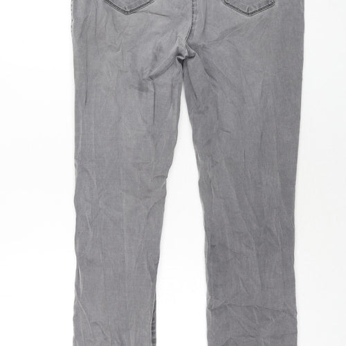 BRAX Womens Grey Cotton Straight Jeans Size 14 L30 in Regular Zip