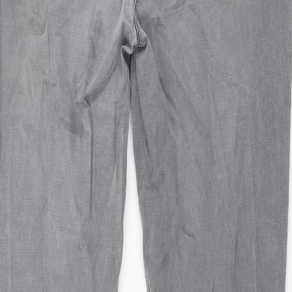 BRAX Womens Grey Cotton Straight Jeans Size 14 L30 in Regular Zip