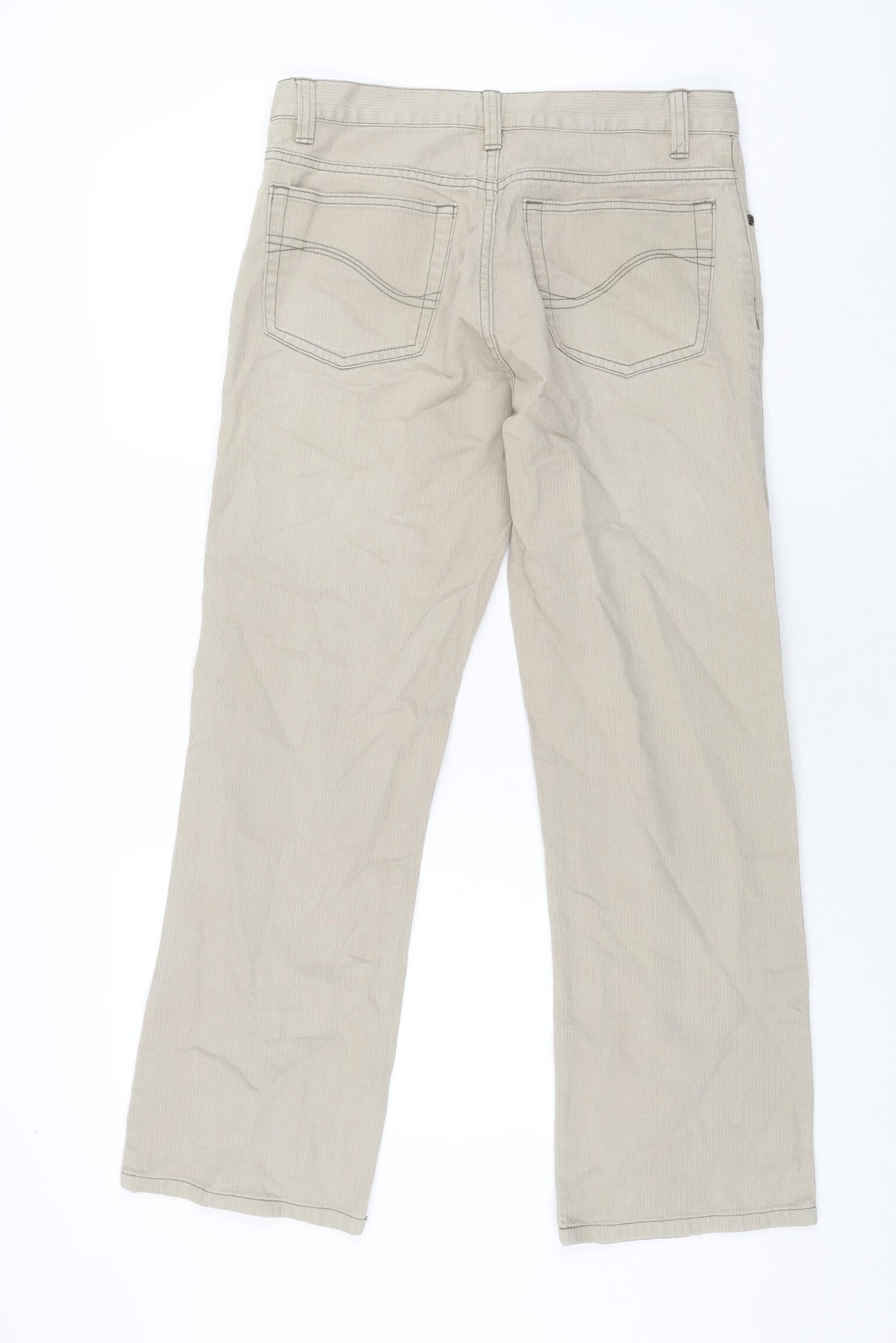 George Mens Beige Cotton Straight Jeans Size 32 in L29 in Regular Zip