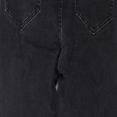 F&F Womens Black Cotton Straight Jeans Size 14 L27 in Regular Zip