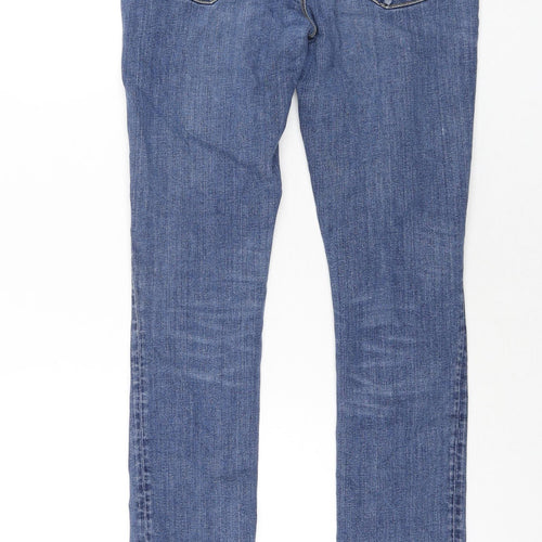 AUBIN & WILLS Mens Blue Cotton Skinny Jeans Size 32 in L31 in Regular Zip