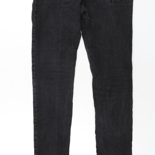Denim & Co. Womens Black Cotton Tapered Jeans Size 10 L32 in Regular Zip