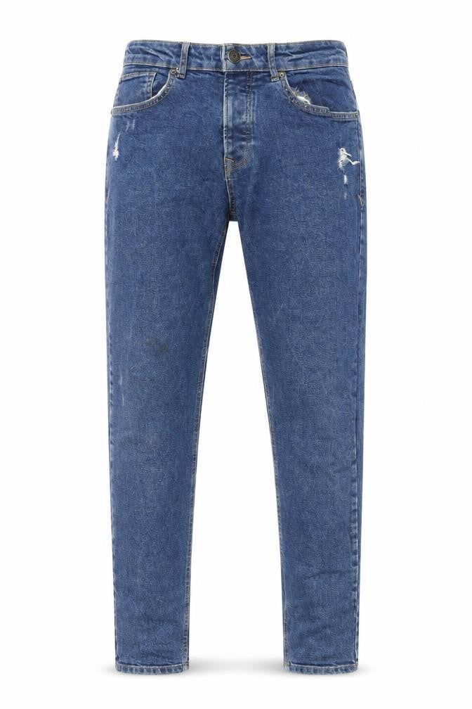 Denim & Co. Mens Blue Cotton Tapered Jeans Size 32 in L33 in Regular Button