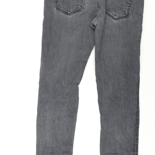 Zara Mens Grey Cotton Straight Jeans Size 30 in L27 in Regular Zip