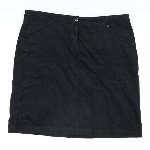 Per Una Womens Black Geometric Cotton Straight & Pencil Skirt Size 20 Zip