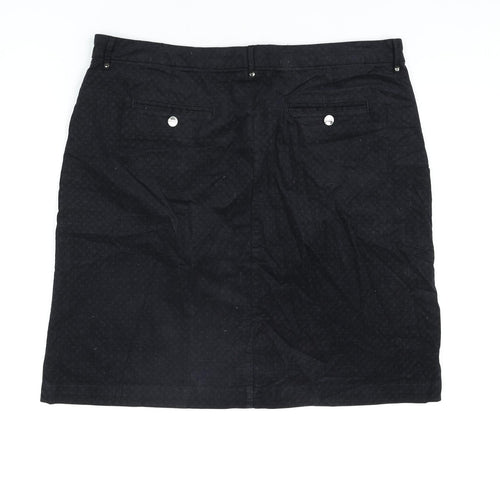 Per Una Womens Black Geometric Cotton Straight & Pencil Skirt Size 20 Zip