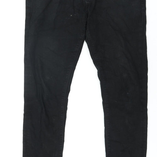 River Island Mens Black Cotton Tapered Jeans Size 43 in L32 in Regular Zip
