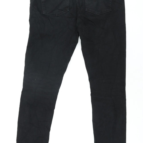 River Island Mens Black Cotton Tapered Jeans Size 43 in L32 in Regular Zip
