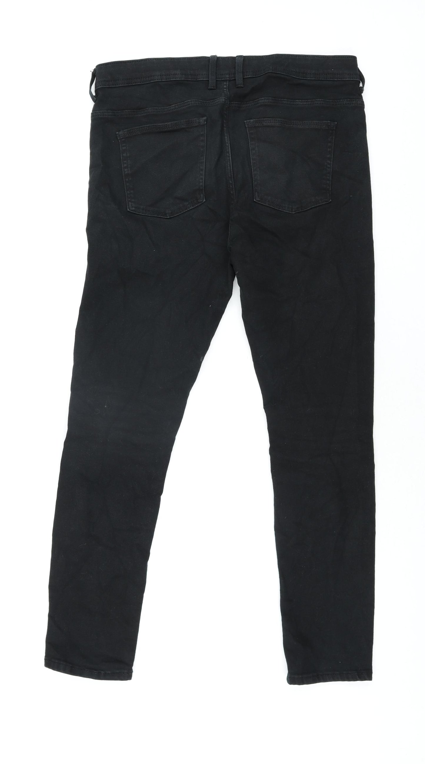 River Island Mens Black Cotton Tapered Jeans Size 43 in L32 in Regular Zip