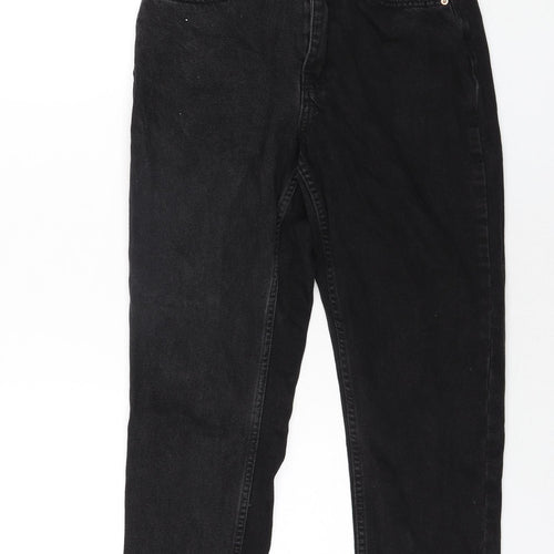 Denim & Co. Womens Black Cotton Tapered Jeans Size 8 L27 in Regular Zip