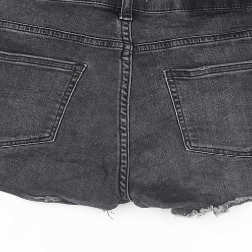 H&M Womens Black Cotton Cut-Off Shorts Size 6 Regular Zip