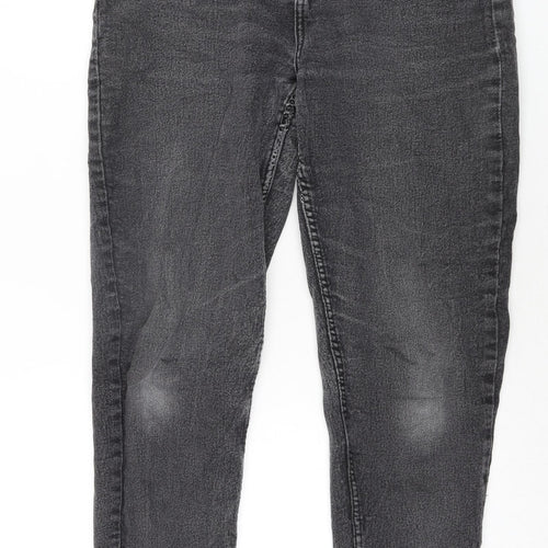 Denim & Co. Womens Grey Cotton Tapered Jeans Size 10 L28 in Regular Zip