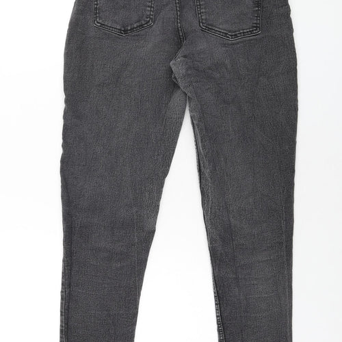 Denim & Co. Womens Grey Cotton Tapered Jeans Size 10 L28 in Regular Zip