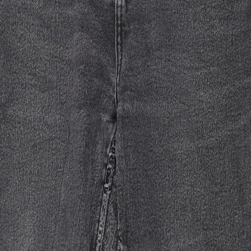 Denim & Co. Womens Grey Cotton Tapered Jeans Size 10 L28 in Regular Zip