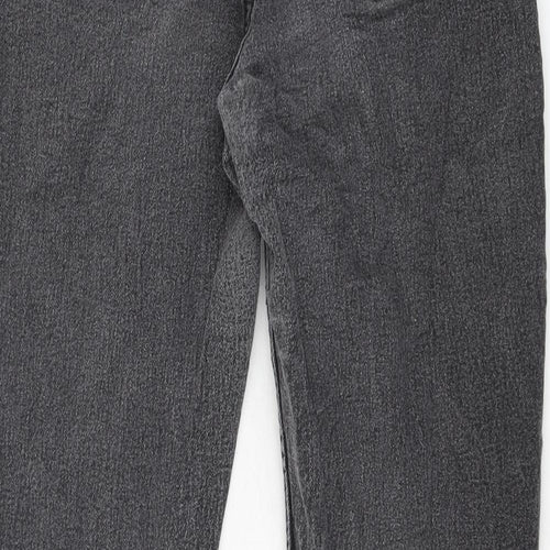 Denim & Co. Womens Grey Cotton Tapered Jeans Size 10 L28 in Regular Zip