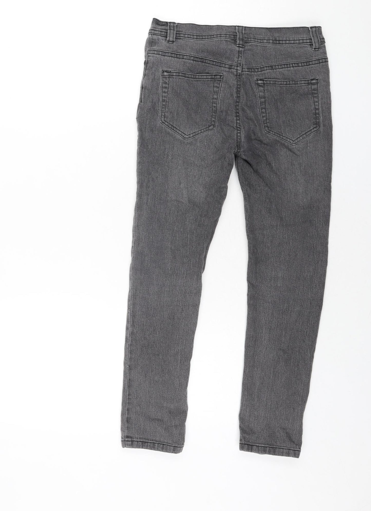 Denim & Co. Boys Grey Cotton Skinny Jeans Size 10-11 Years L24 in Regular Zip