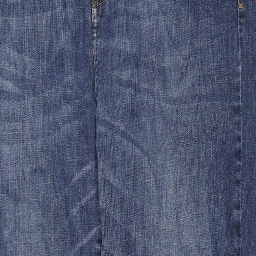Marks and Spencer Womens Blue Cotton Straight Jeans Size 18 L29 in Regular Zip