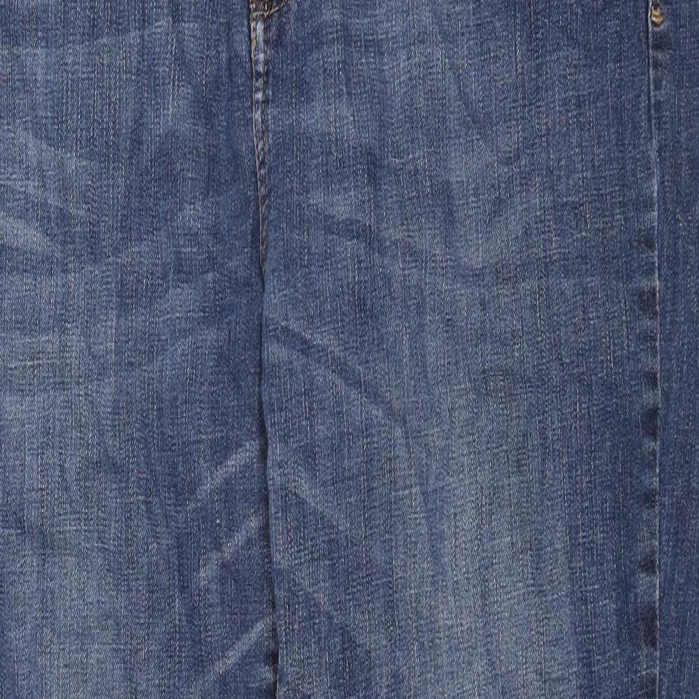 Marks and Spencer Womens Blue Cotton Straight Jeans Size 18 L29 in Regular Zip
