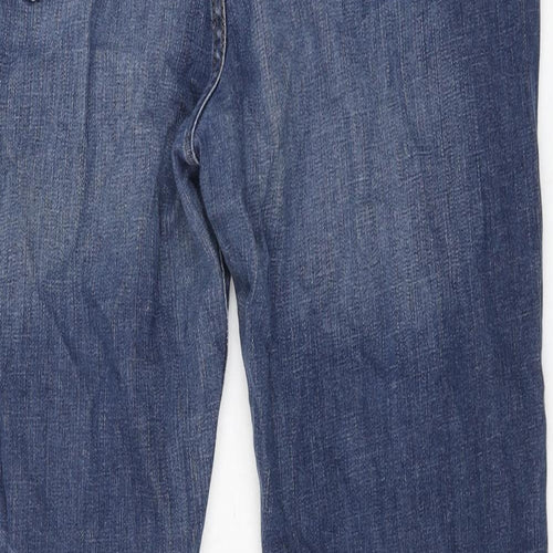 Marks and Spencer Womens Blue Cotton Straight Jeans Size 18 L29 in Regular Zip