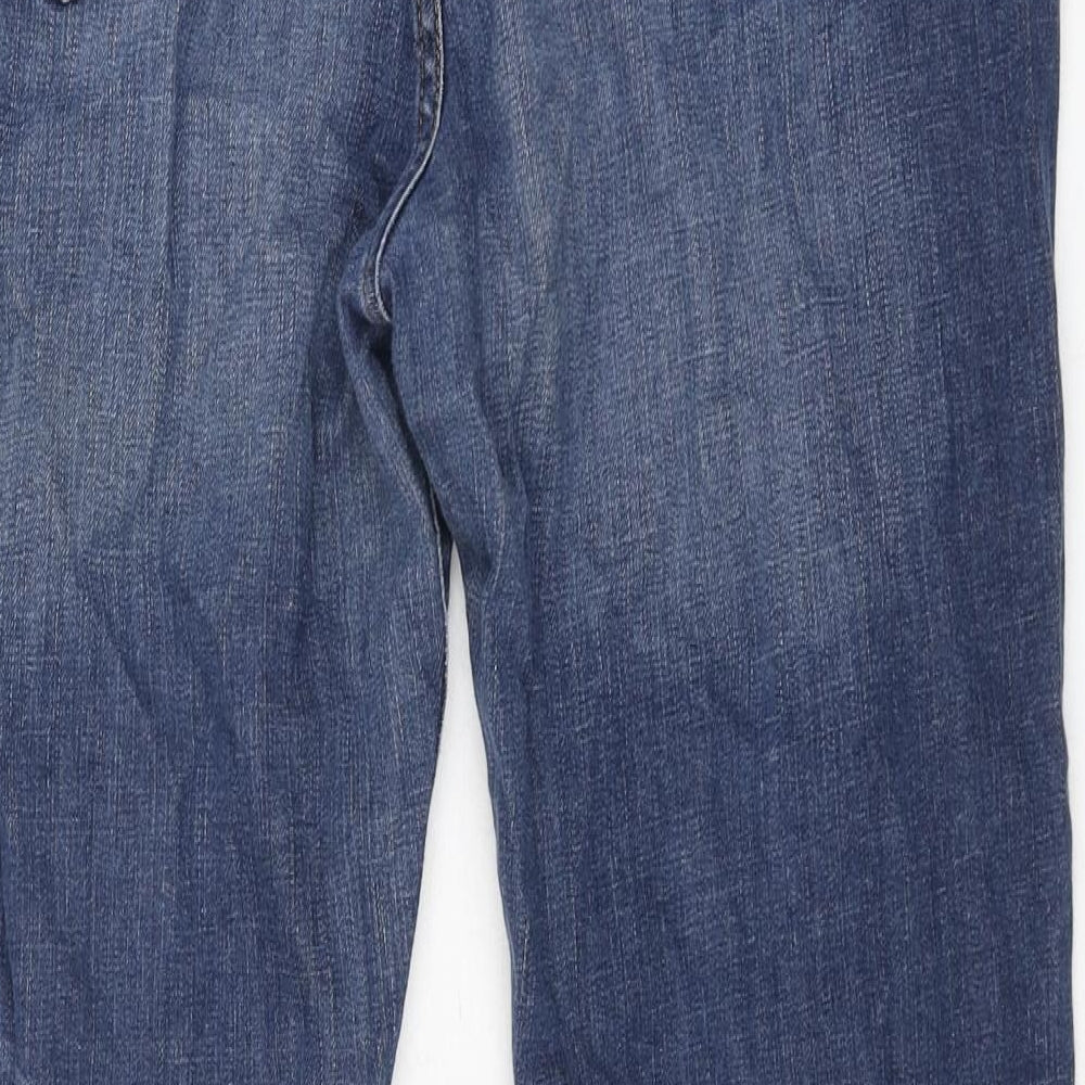 Marks and Spencer Womens Blue Cotton Straight Jeans Size 18 L29 in Regular Zip