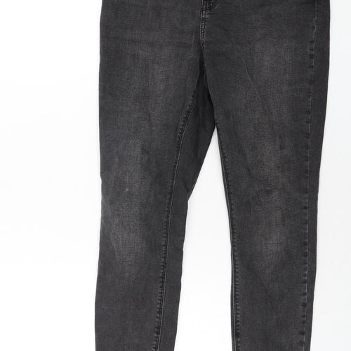Denim & Co. Womens Grey Cotton Skinny Jeans Size 14 L26 in Regular Zip