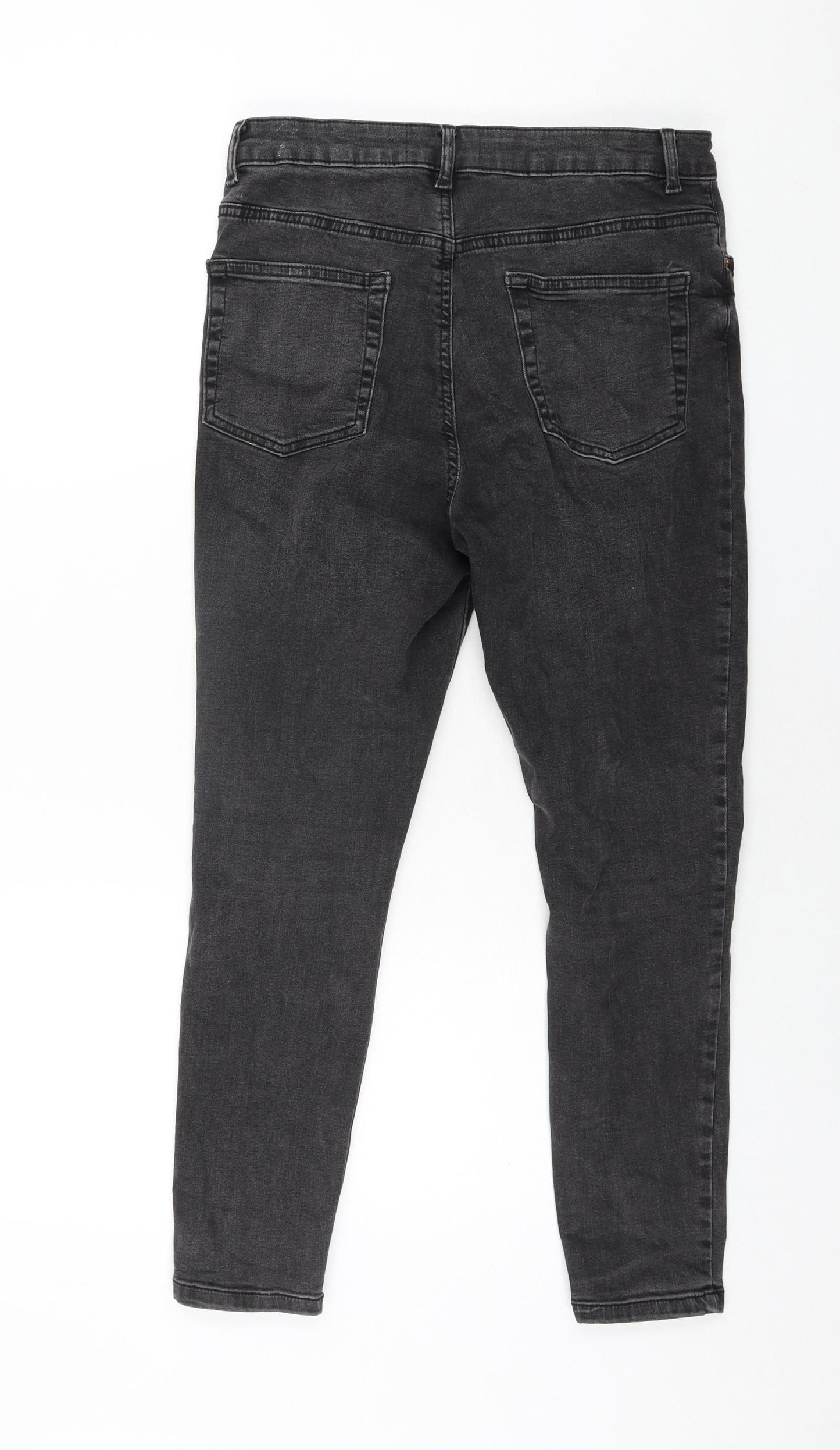 Denim & Co. Womens Grey Cotton Skinny Jeans Size 14 L26 in Regular Zip