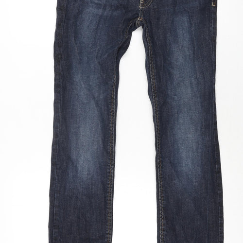 NEXT Womens Blue Cotton Straight Jeans Size 10 L30 in Regular Zip