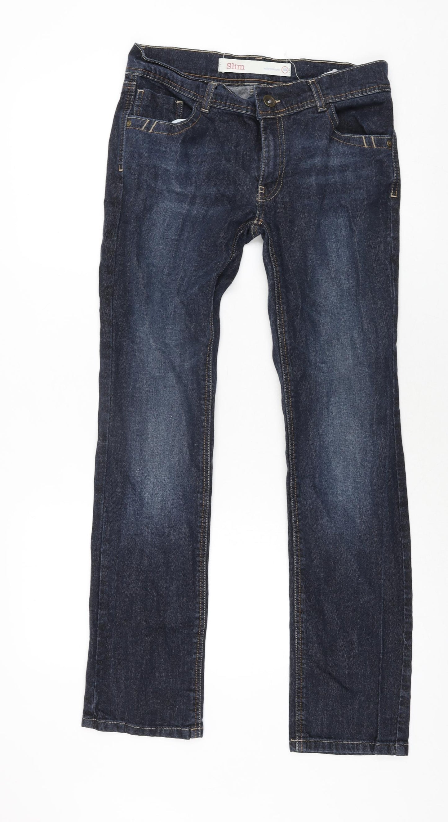 NEXT Womens Blue Cotton Straight Jeans Size 10 L30 in Regular Zip