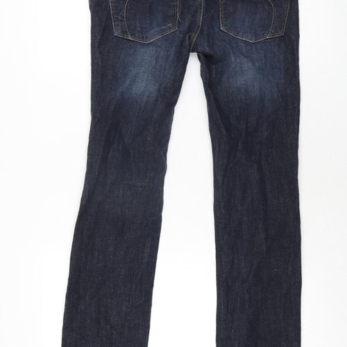 NEXT Womens Blue Cotton Straight Jeans Size 10 L30 in Regular Zip