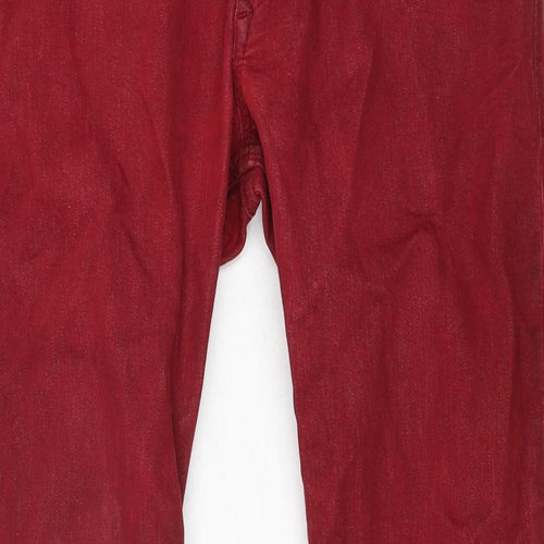 Diesel Mens Red Cotton Straight Jeans Size 30 in L28 in Regular Zip - Embroidered Pocket Detail