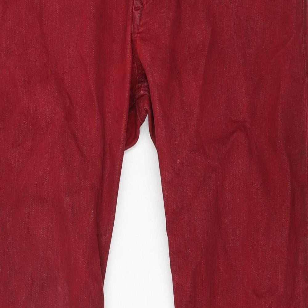 Diesel Mens Red Cotton Straight Jeans Size 30 in L28 in Regular Zip - Embroidered Pocket Detail