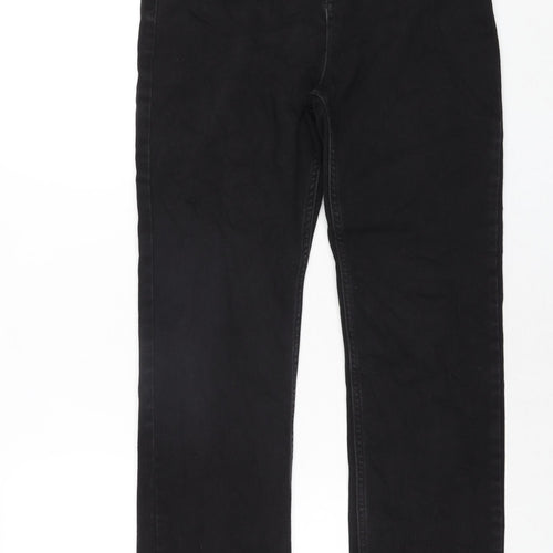 Marks and Spencer Womens Black Cotton Straight Jeans Size 12 L30 in Regular Zip