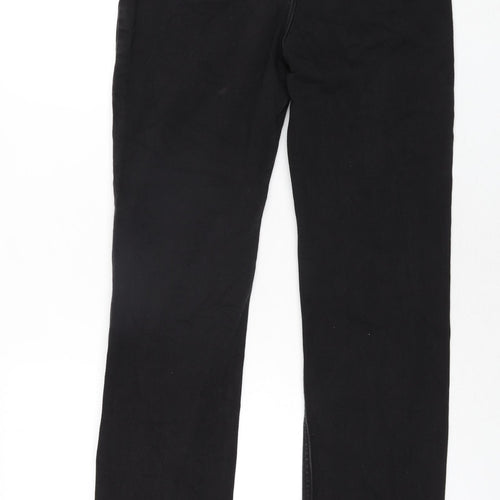 Marks and Spencer Womens Black Cotton Straight Jeans Size 12 L30 in Regular Zip