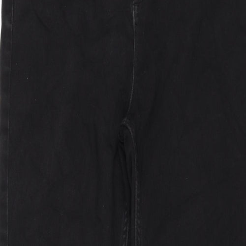 Marks and Spencer Womens Black Cotton Straight Jeans Size 12 L30 in Regular Zip