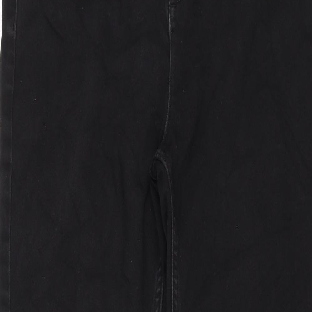 Marks and Spencer Womens Black Cotton Straight Jeans Size 12 L30 in Regular Zip
