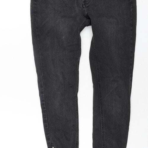 Queen Hearts Womens Grey Cotton Skinny Jeans Size L L26 in Regular Zip