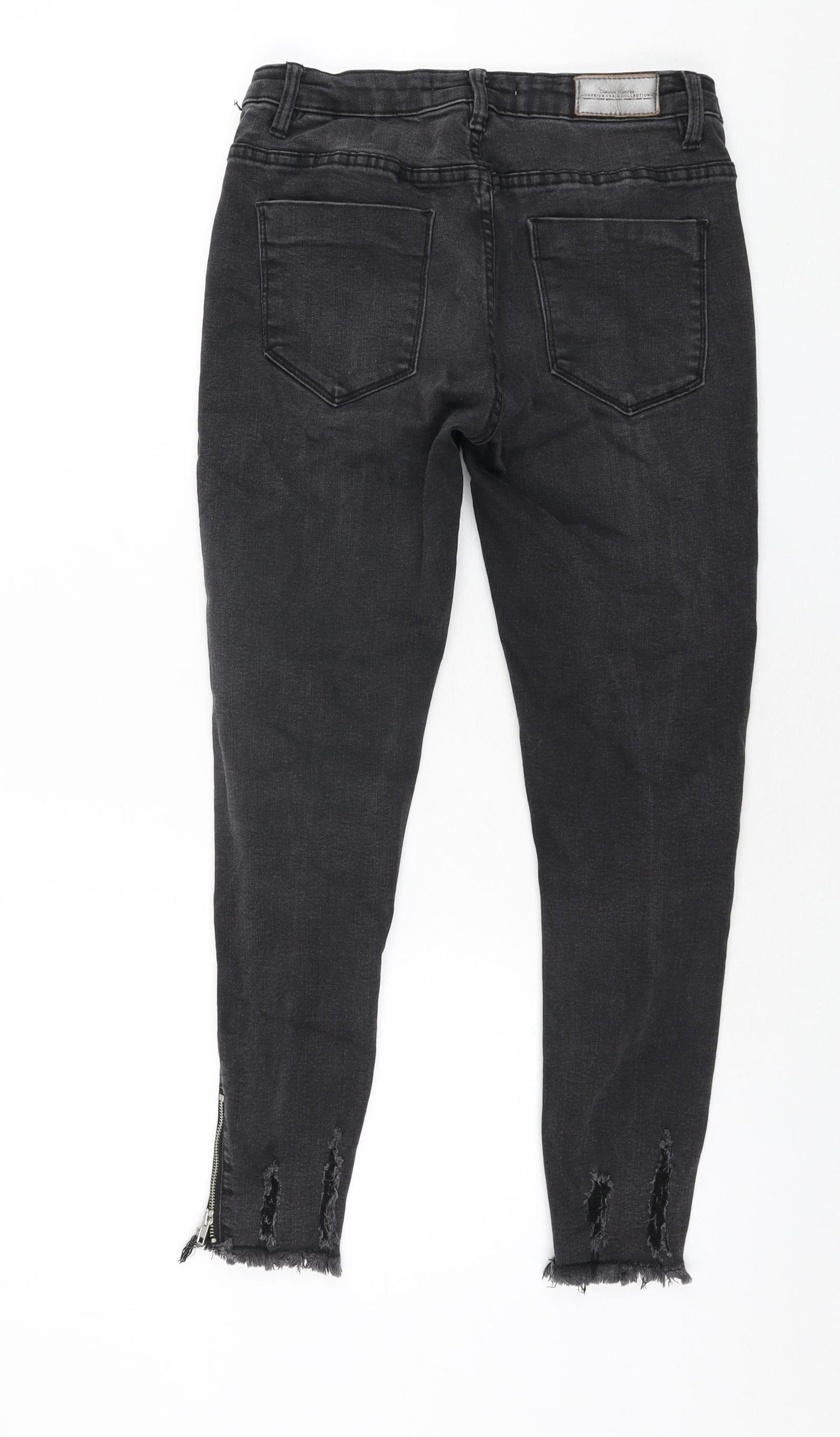Queen Hearts Womens Grey Cotton Skinny Jeans Size L L26 in Regular Zip