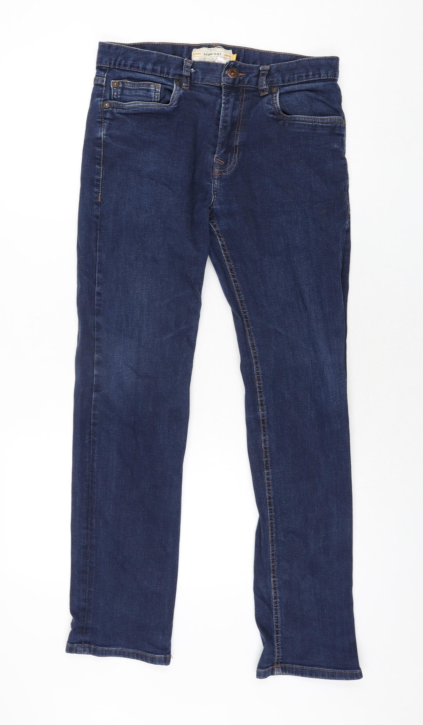 NEXT Mens Blue Cotton Straight Jeans Size 30 in L29 in Regular Zip