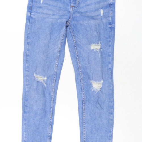 Denim & Co. Womens Blue Cotton Skinny Jeans Size 6 L28 in Regular Zip