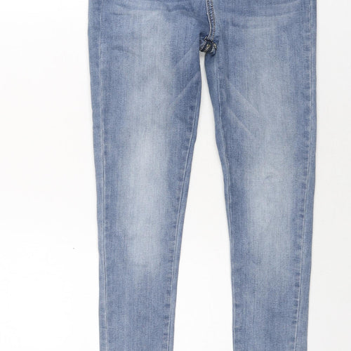 Redial Womens Blue Cotton Skinny Jeans Size 10 L27 in Regular Zip - Back Zip Detail