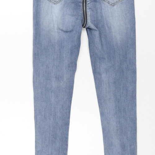 Redial Womens Blue Cotton Skinny Jeans Size 10 L27 in Regular Zip - Back Zip Detail