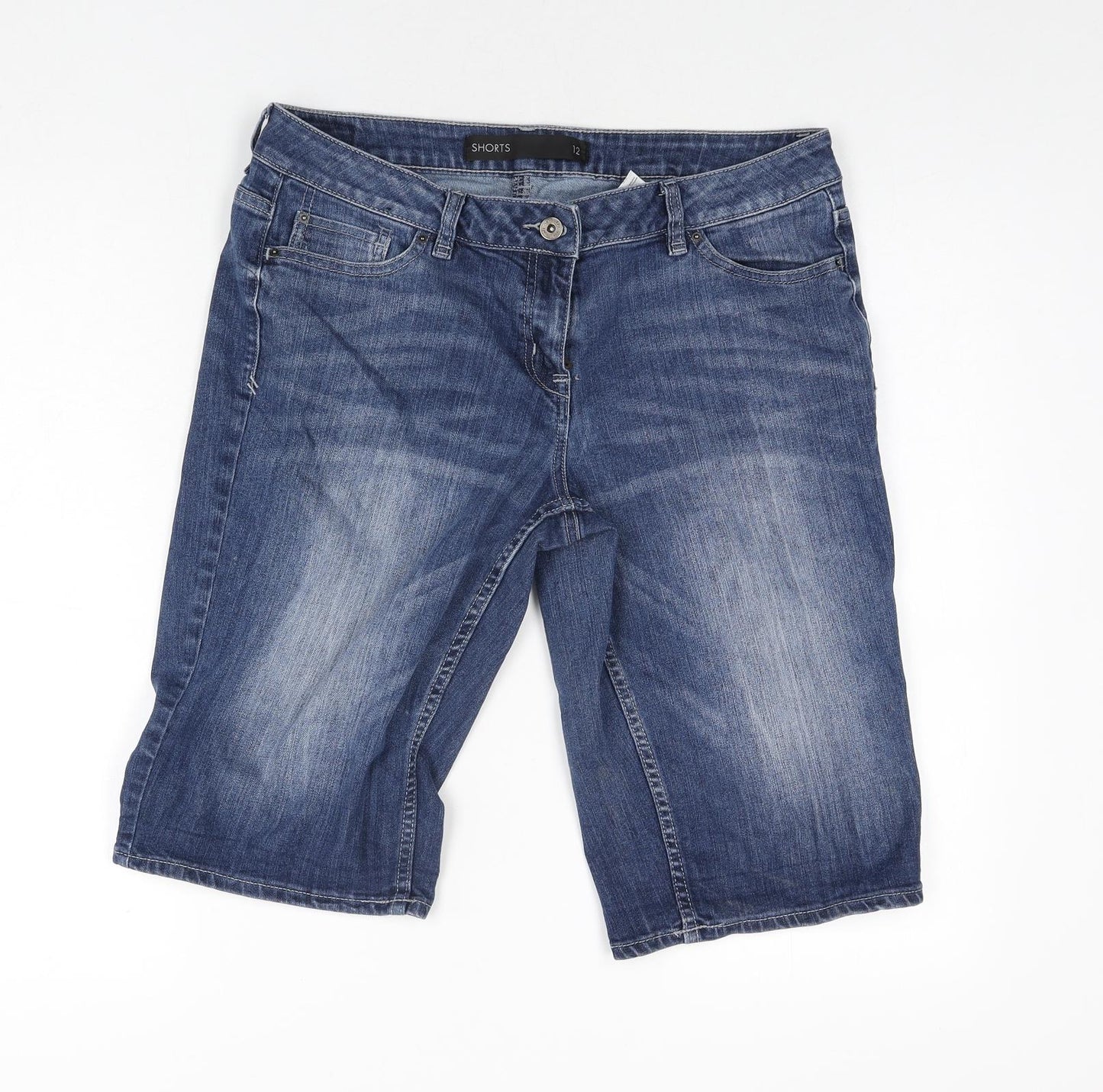 NEXT Womens Blue Cotton Bermuda Shorts Size 12 L13 in Regular Zip